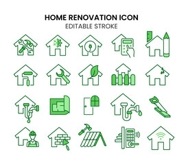Home Renovation Icon Set - Editable Stroke 