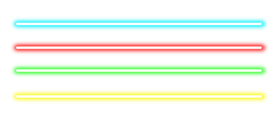 Glowing neon lines sign blue, green, red, yellow. Beam laser light line border isolated on transparent background. Colorful neon tube light effects. Glowing LED light lines . Graphic design elements