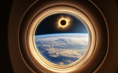 This is a 3D illustration of a solar eclipse view in 5K.