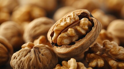 Fototapeta premium Cracked Walnut Close-up