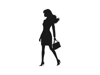 business woman silhouette. business woman carrying a briefcase silhouette. good use for symbols, logos, icons, mascots, signs, or any design you want.