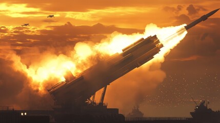 Cutting edge anti aircraft and anti missile defense system engaged in combat operation