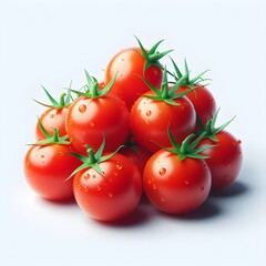 Close-up photo of a fresh juicy red organic tomato vegetable on a white background