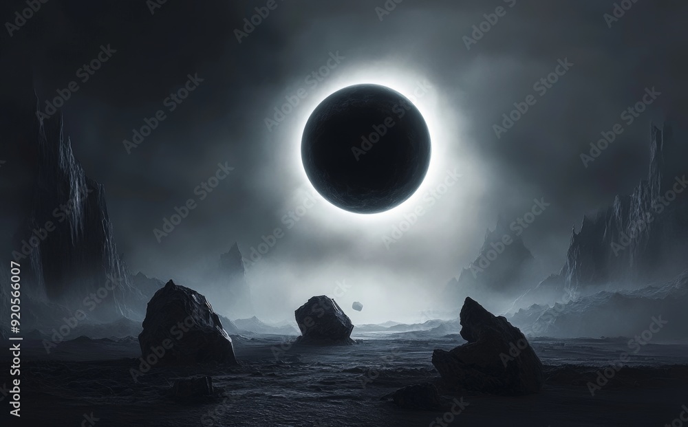 Poster a highly detailed 3d representation of the eclipse. high quality digital space art in 5k - a visual 