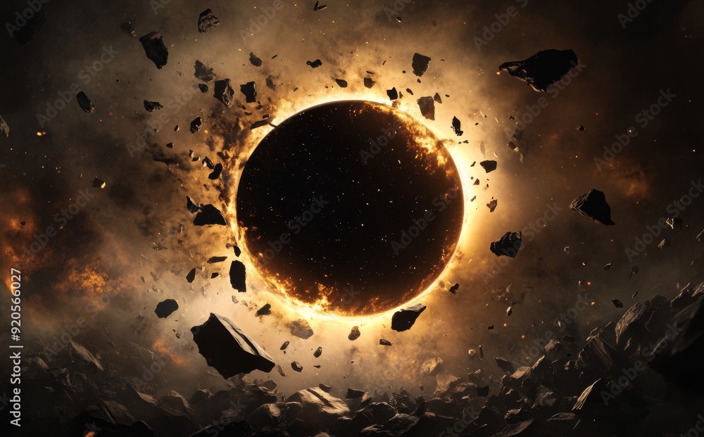 Poster the 3d visualization of the solar eclipse on a high quality digital canvas in 5k resolution - a real