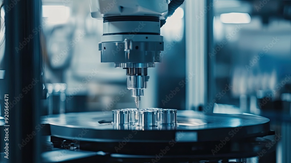 Poster close-up of a robotic arm handling delicate parts in a high-tech manufacturing process