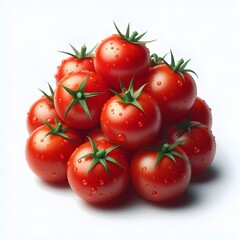 Close-up photo of a fresh juicy red organic tomato vegetable on a white background