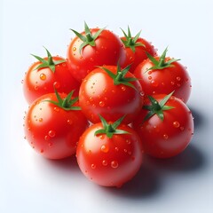 Close-up photo of a fresh juicy red organic tomato vegetable on a white background