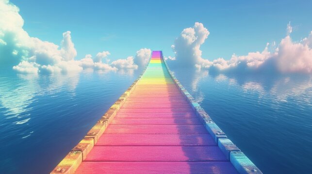 A rainbow bridge connecting two vibrant communities symbolizing unity and support in the LGBTQ journey