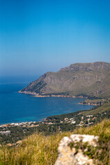 Fototapeta premium view over Formentor hill and lighthouse in mallorca on a summer evening