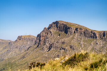 view over Formentor hill and lighthouse in mallorca on a summer evening