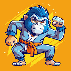 Naklejka premium karate gorilla in kimono