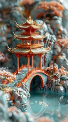 Naklejka premium sculptures garden art architecture illustration poster background decorative painting