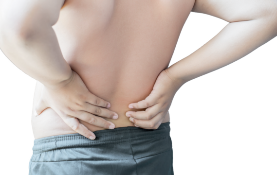 PNG isolated Muscular back pain and aches on transparent background.