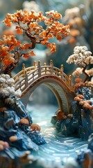 Fototapeta premium sculptures garden art architecture illustration poster background decorative painting