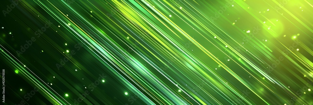 Aufkleber an abstract image depicting dynamic green light streaks and glowing particles suitable for various m