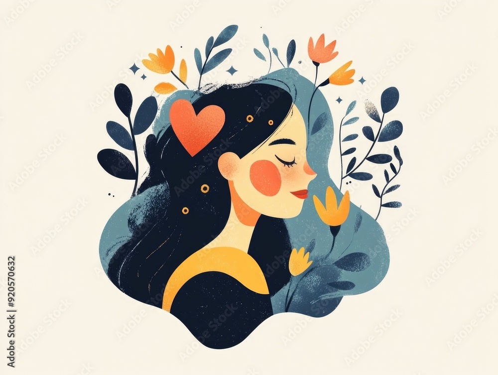 Poster flat design representing the concept of mental health care and embracing emotions the image features