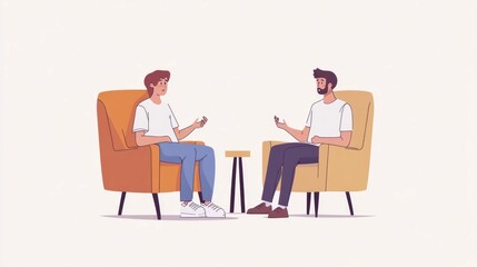 Mental Health Care Therapist Providing Guidance and Support to Patient Through Emotional Wellness Flat Design Concept