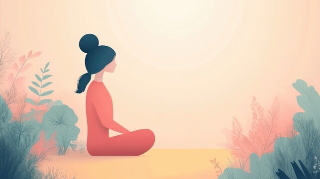 Guided Meditation for Mental Health Care and Emotional Healing in Soothing Flat Design Conceptual imagery for therapy counseling mindfulness self care and personal growth