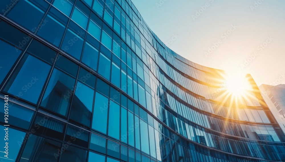 Aufkleber detailed abstract curve line background of a modern architecture business building.