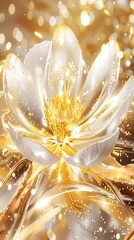 Golden flowers peony illustration background poster decoration painting