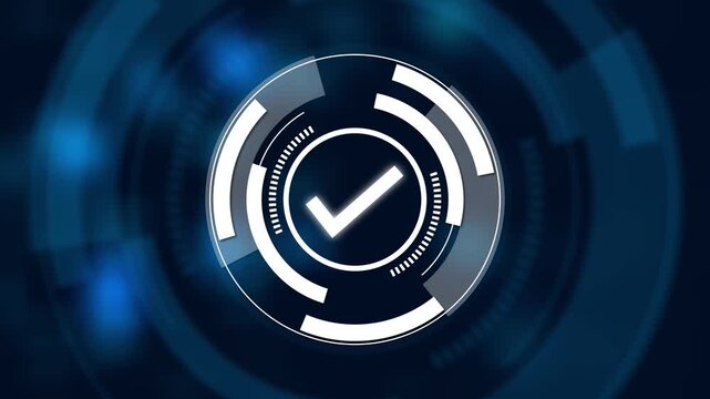 Animated check mark, done successfully, approved sign, tick icon.Technology