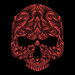 Isolated vector skull engraving ornament, T shirt design, Tattoo design.