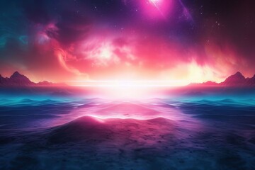 Spheres on layered waves transition from ocean depths to a sky-like gradient, background, wallpaper. Beautiful simple AI generated image in 4K, unique.