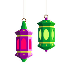 Flat Islamic Ramadan Lantern White Background