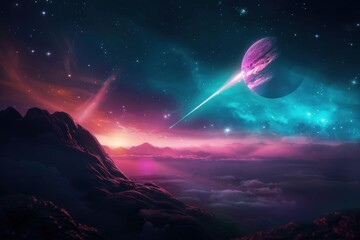 Fototapeta premium A delicate pastel-colored bubble floating in the sky. Beautiful simple AI generated image in 4K, unique.
