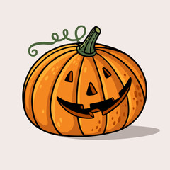Fun pumpkin on a light isolated background. Pumpkin is a symbol of Halloween.