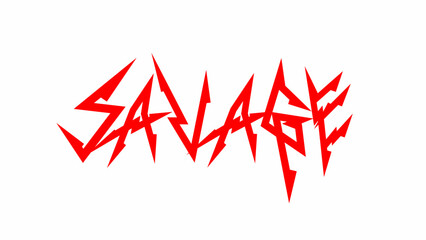 SAVAGE Text typography with sharp style font, for printing metal t-shirts, rock n roll music,  sticker, poster lettering design