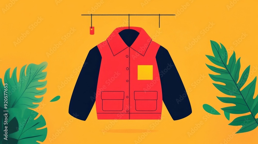 Poster minimalist flat design depicting an apparel store subscription box service concept the image showcas
