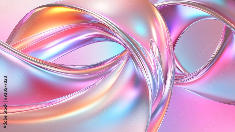 Poster an abstract wallpaper in 3 dimensions with a glass wavy design isolated on a white background. a mac