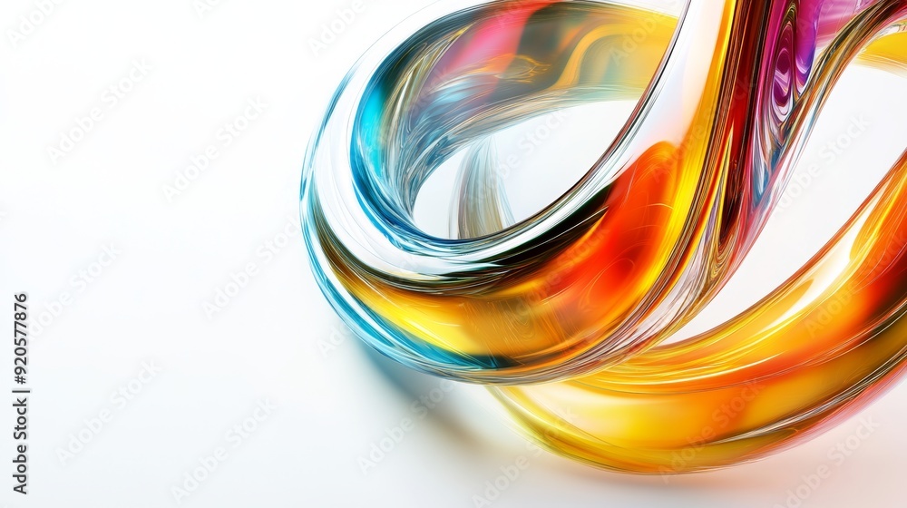 Aufkleber the abstract shape of wavy glass is isolated on a white background in this 3d render.