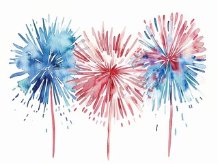 DIY decoration ideas for the 4th of July,Clipart, watercolor illustration, Perfect for nursery art The style is handdrawn, white background