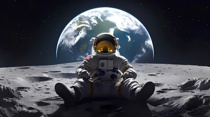 Obraz premium Astronaut in space with stars, galaxies, purple and blue nebulae, and galaxies, Cool looking astronaut floating in the space, Colorful comic style illustration, 3d rendering, Generative AI