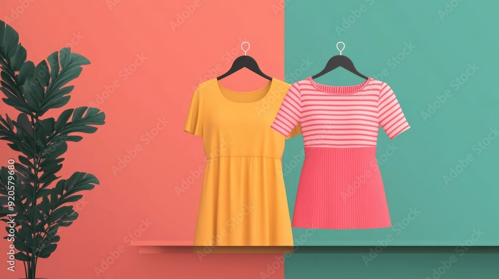 Poster flat design showcasing an online fashion retail platform s wishlist feature the image depicts a clea