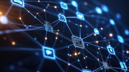 Interconnected Cybersecurity Network: Holographic Security Icons