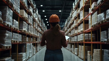 Fototapeta premium Warehouse worker inventory management