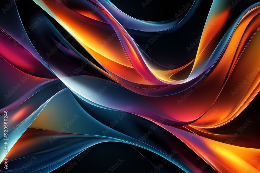 Poster the image is a stock abstract image of a creative colorful wave with a curvy line and texture