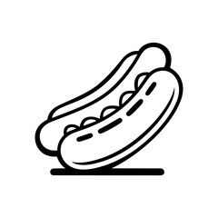 Hotdog logo vector illustration template hand draw, black and white