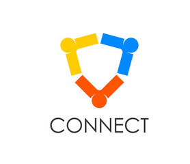 Community or teamwork connect people together icon for union and family, vector symbol. People connecting by hands icon for social unity, team network, business partnership and social communication