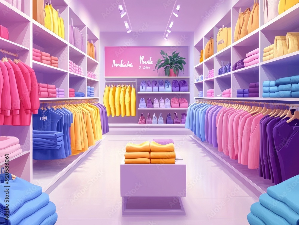 Poster flat design of coordinating color schemes and merchandising strategies for creating visually appeali