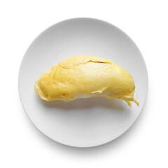 Durian Pulp Served on a White Porcelain Plate