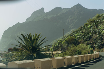 Route to reach the base of the Teide volcano. Tenerife Canary Islands Spain