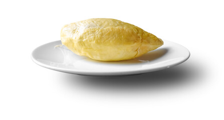 Durian Pulp Served on a White Porcelain Plate