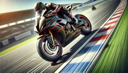 Obraz premium Motorcycle Racer on a Racing Track