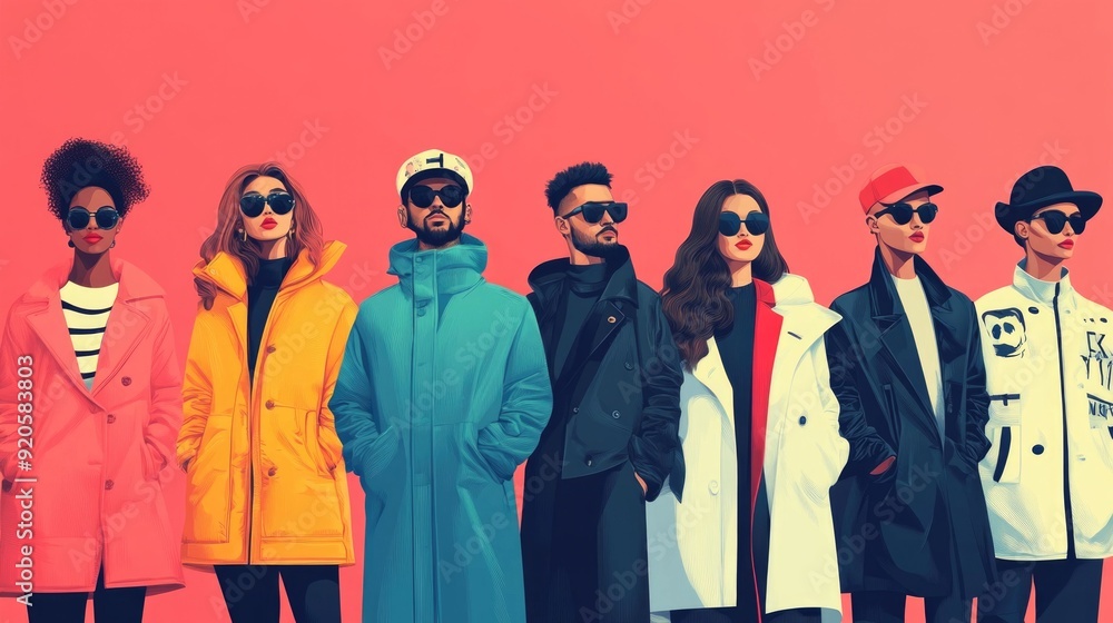 Poster personalized fashion trend recommendations presented through a flat design the use of modern technol