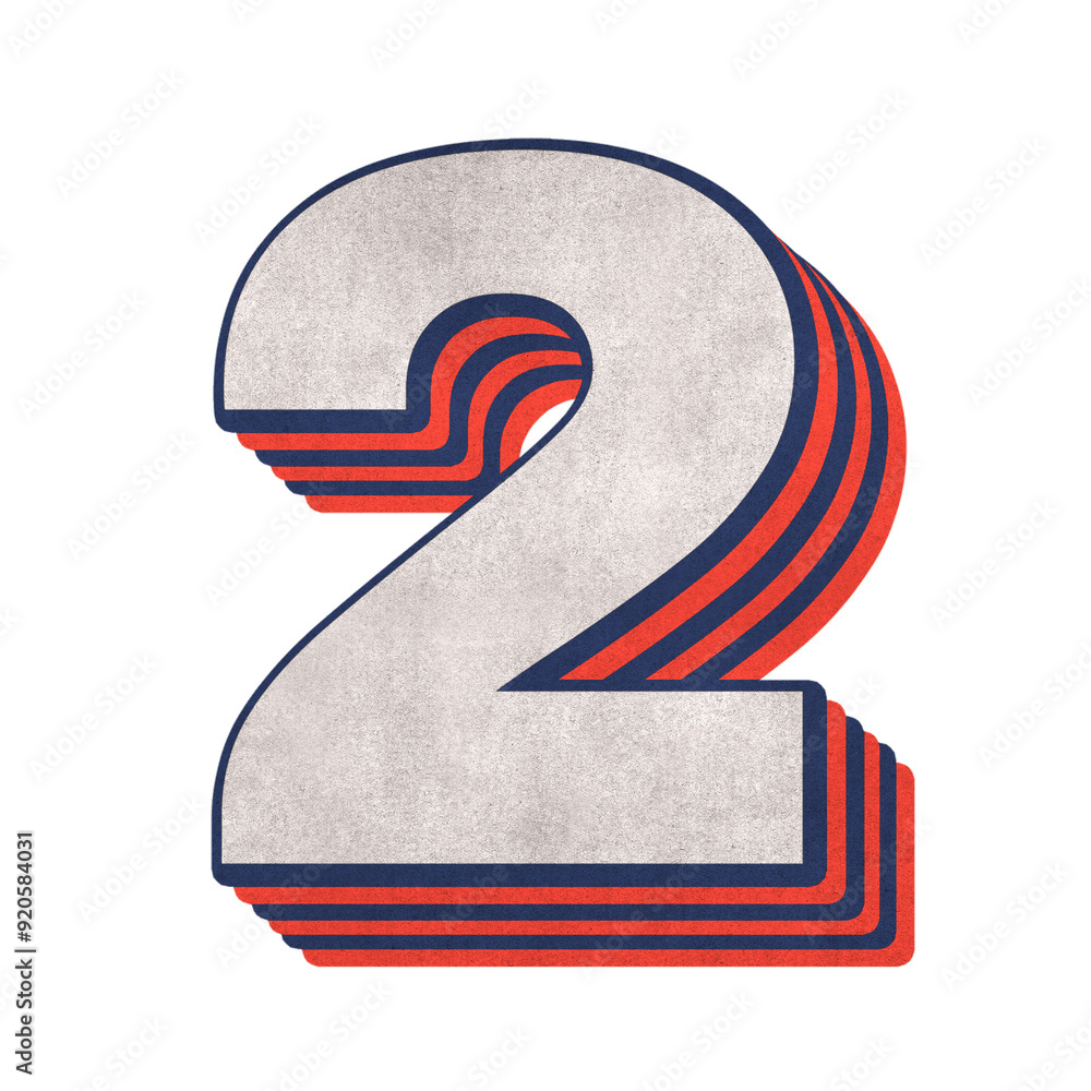 Poster number two layered text effect png font